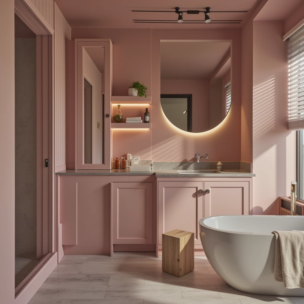 Blush and Monochromatic Bathroom