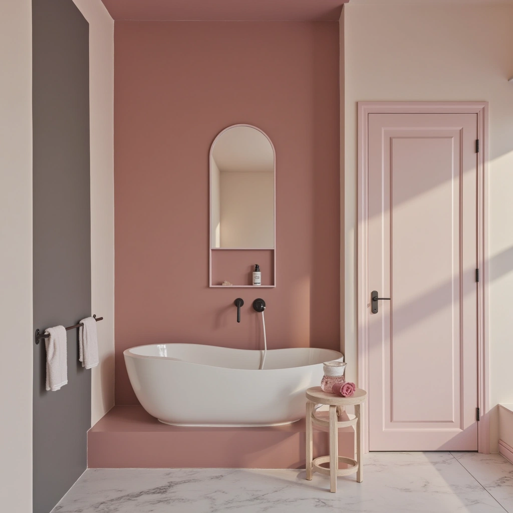 Pink and Grey Bathroom with a Minimalist Aesthetic
