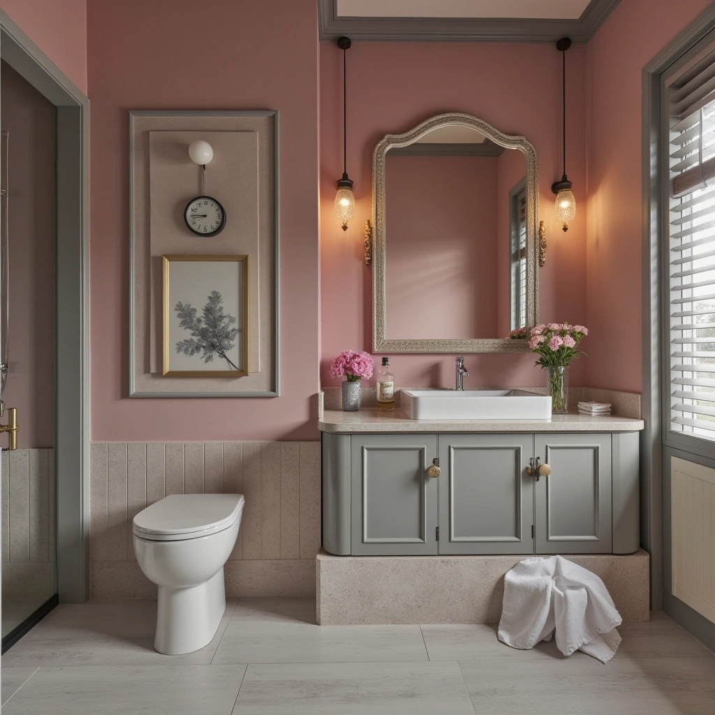 Pink and Grey Bathroom with a Luxurious Touch
