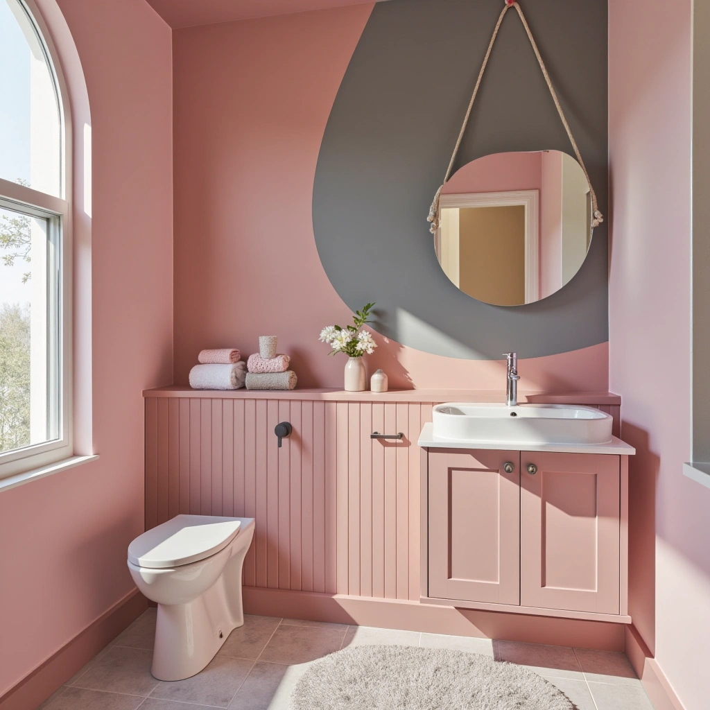 Pink and Grey Bathroom with a Playful Touch