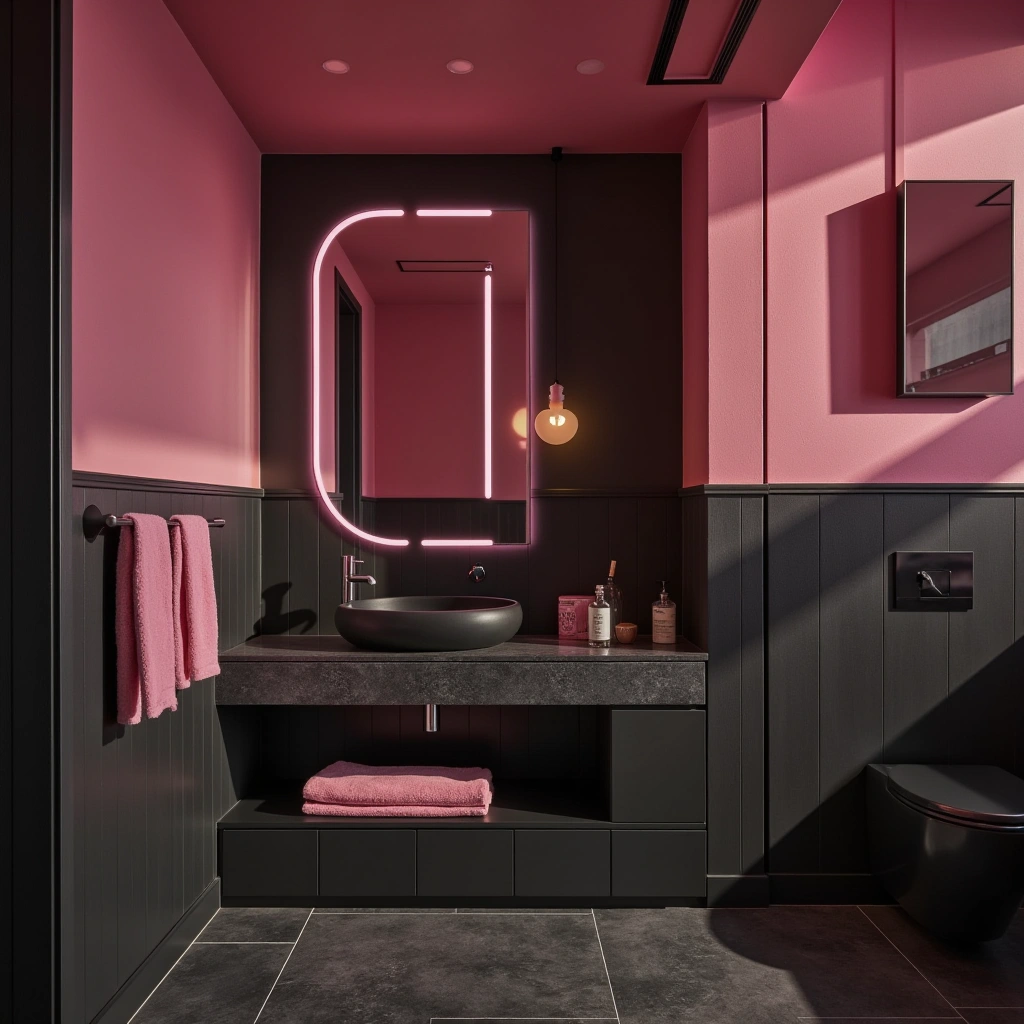 Pink and Black Bathroom