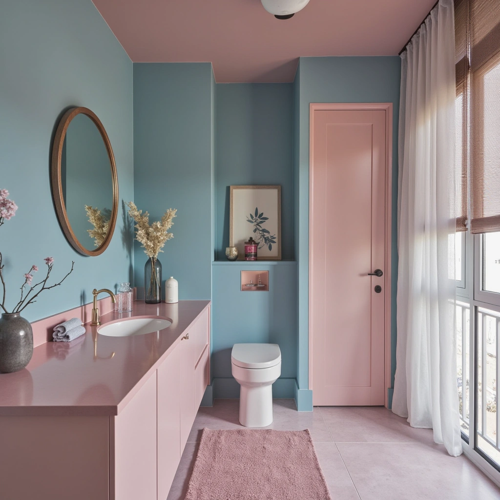 Pink and Blue Bathroom