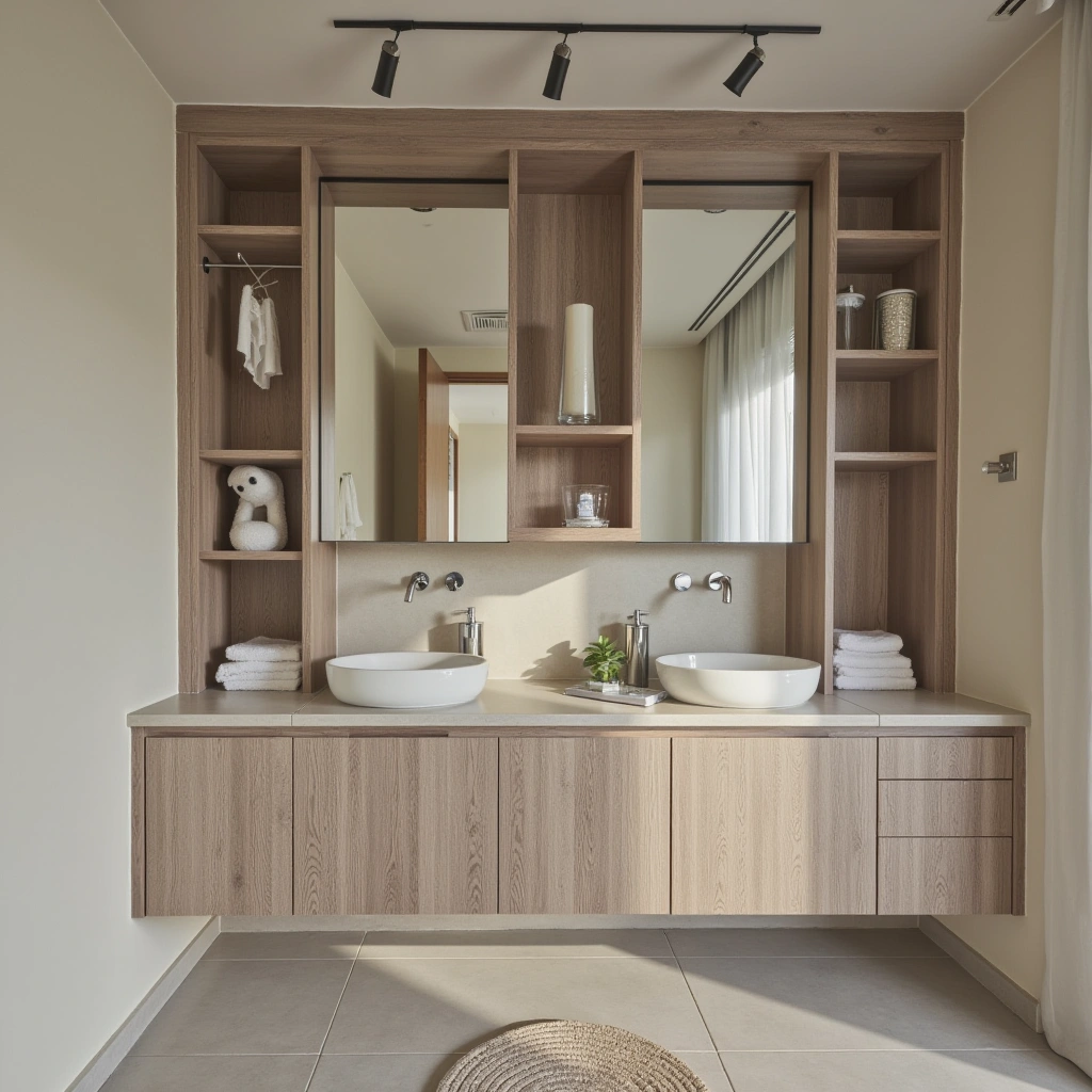 Neutral Bathroom with a Focus on Storage