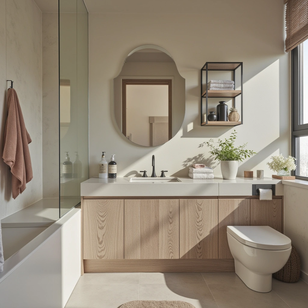 Neutral Bathroom with a Focus on Color