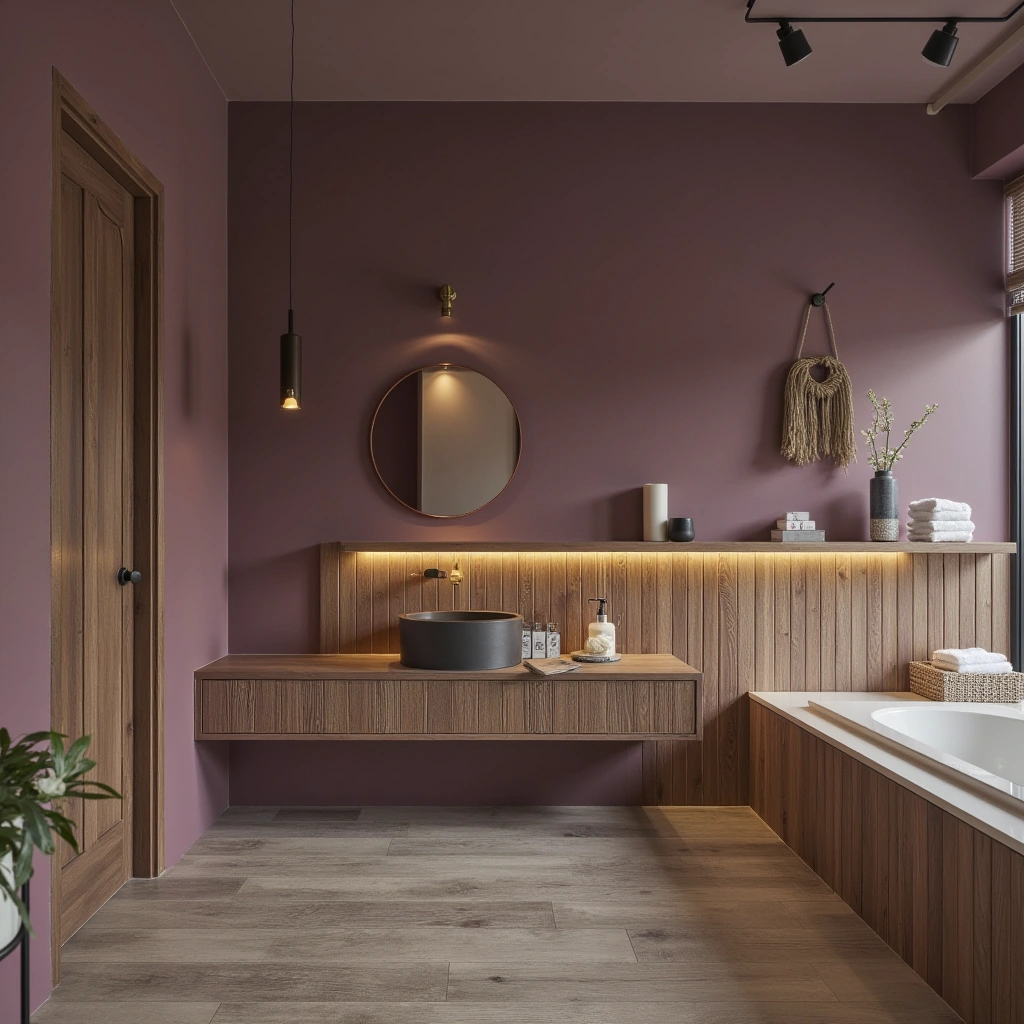 7. Violet and Wood Bathroom