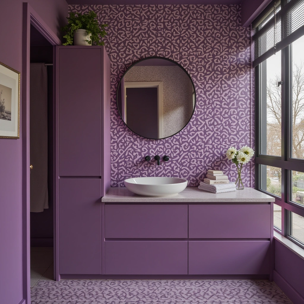 12. Violet and Pattern Bathroom
