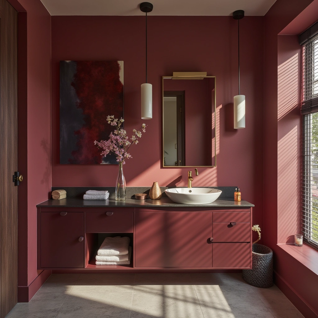 8. Burgundy Artwork and Decor
