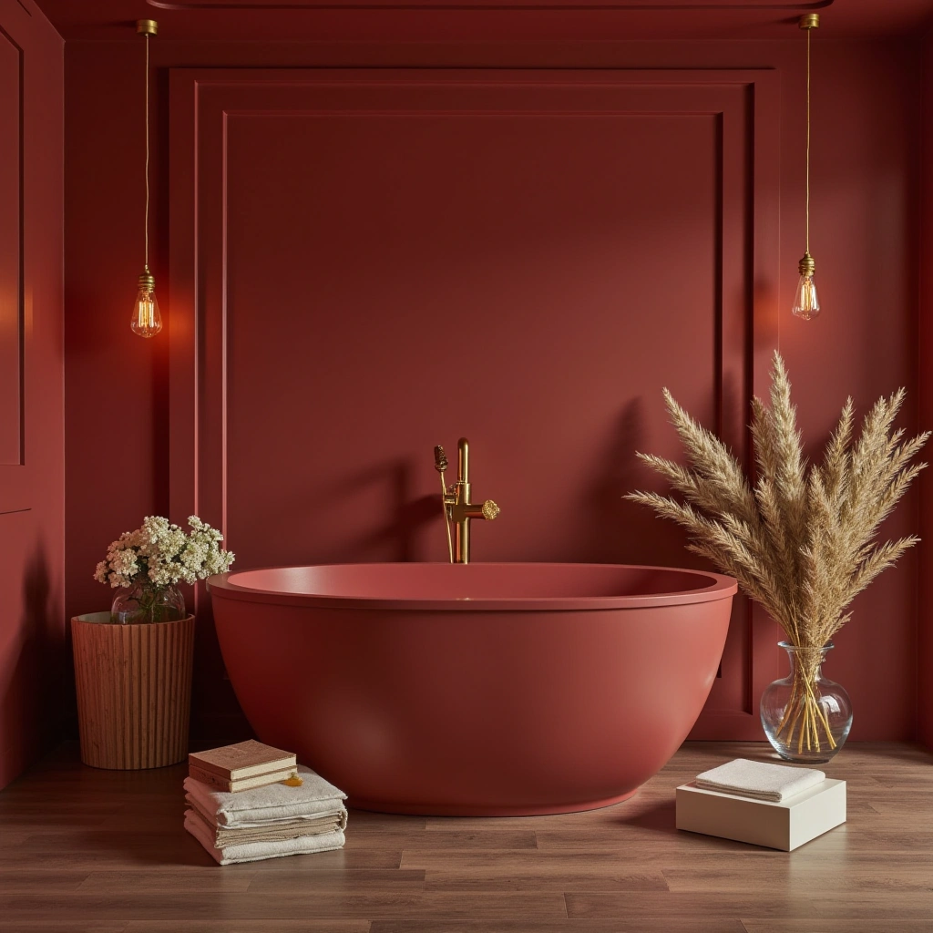 Red and Gold Bathroom