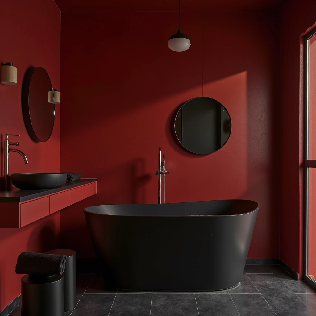Red and Black Bathroom