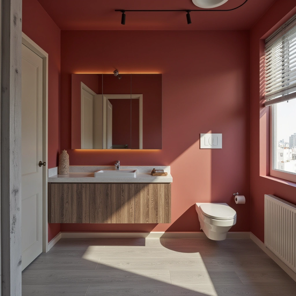 Red and Gray Bathroom