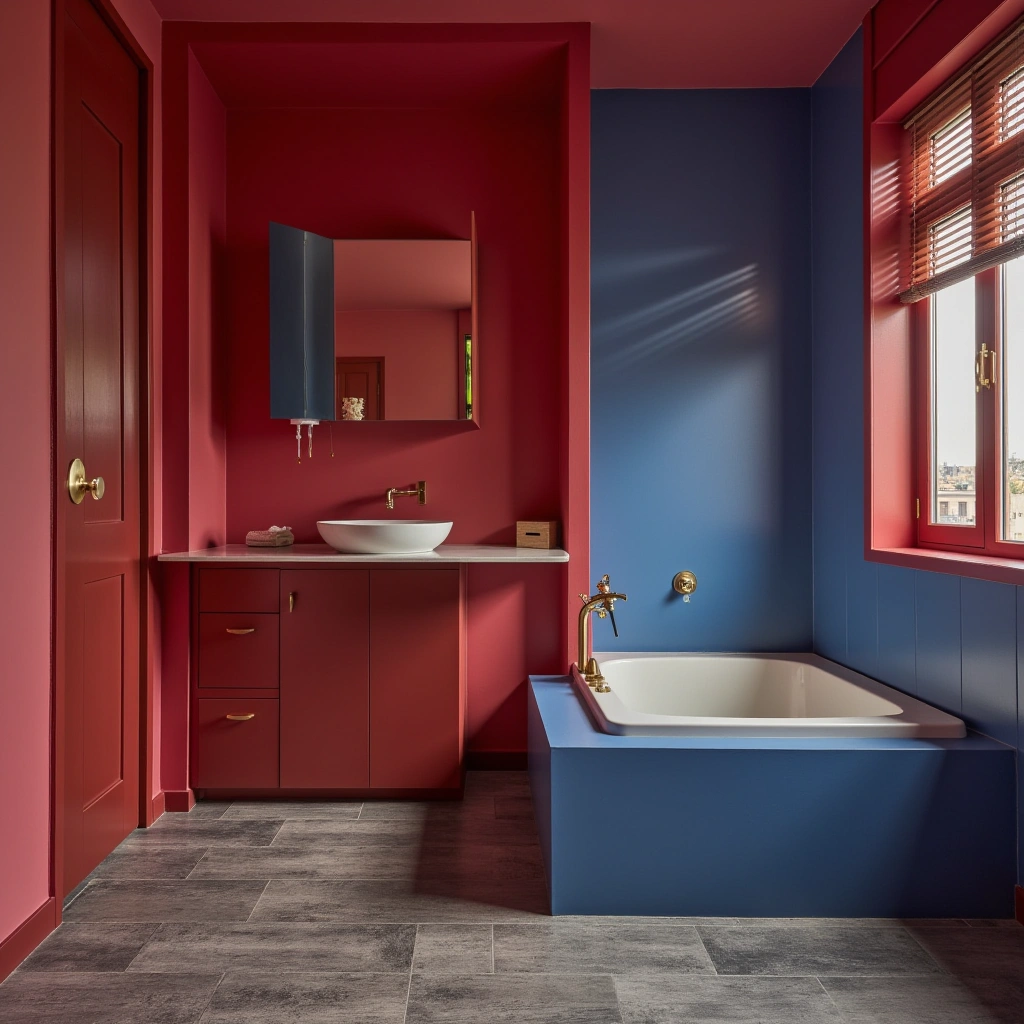 Red and Blue Bathroom