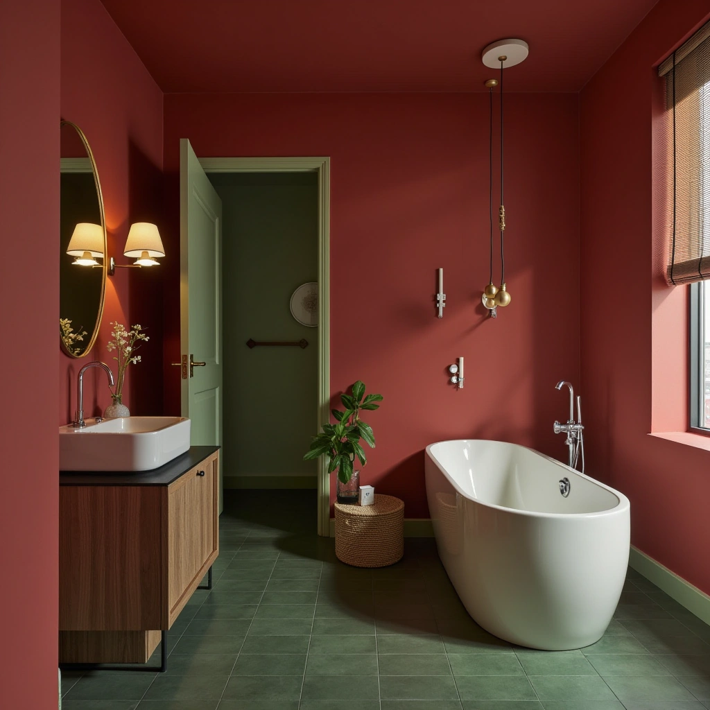 Red and Green Bathroom