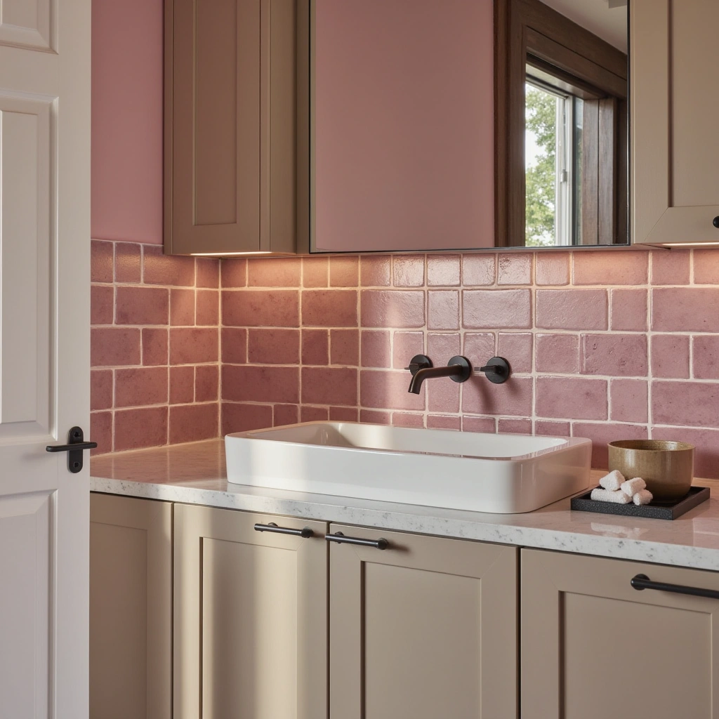Pink Tile Backsplash
