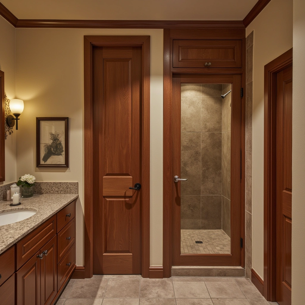 Cherry Wood Shower Door
