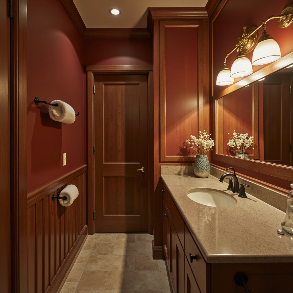 Cherry Wood Bathroom Lighting
