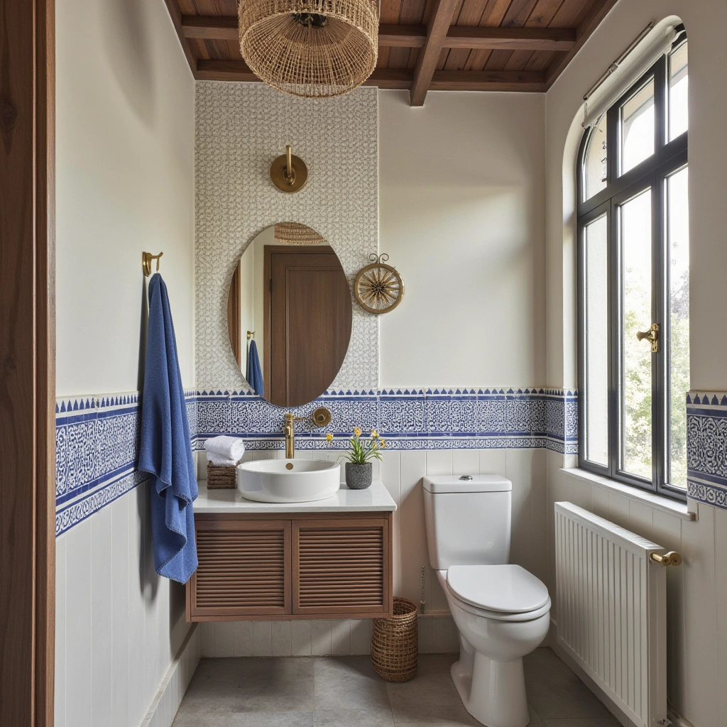 Boho Half Bathroom with Moroccan Touches