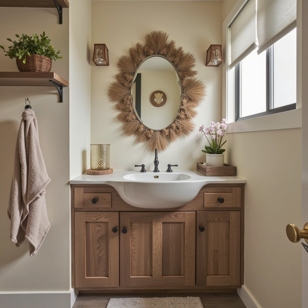 Boho Half Bathroom with DIY Decor