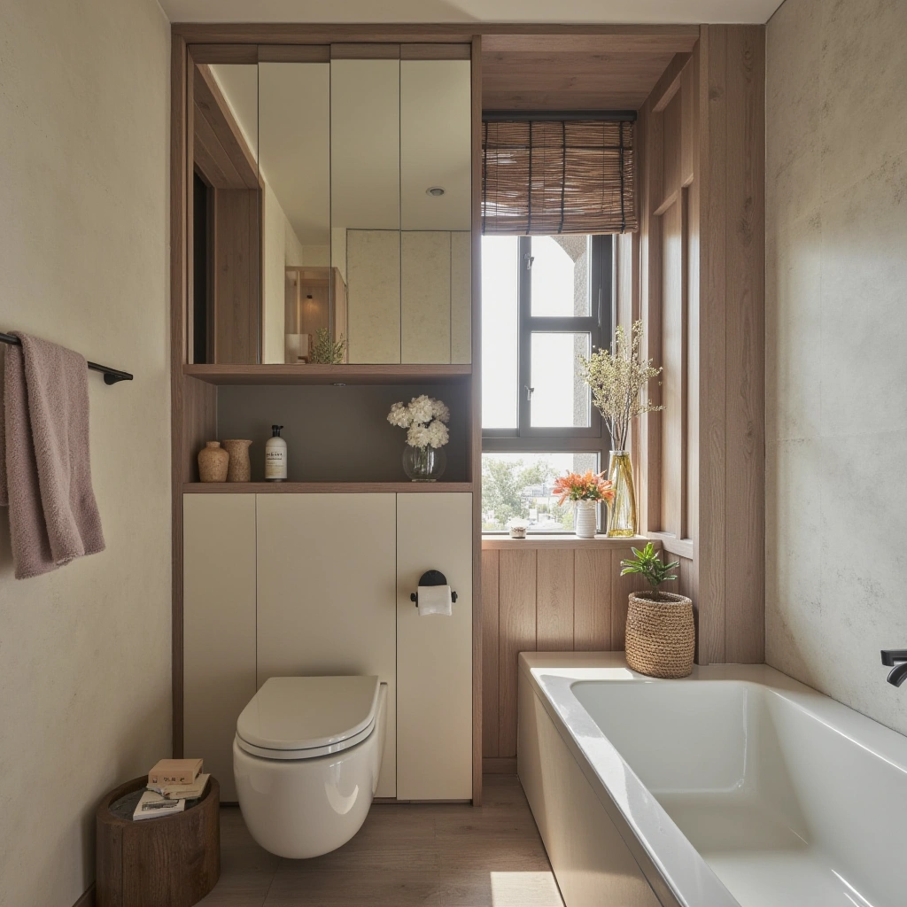 Boho Half Bathroom with Minimalist Touches