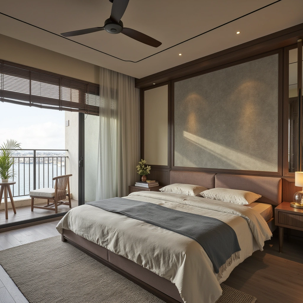 Bedroom with a Window and a Balcony