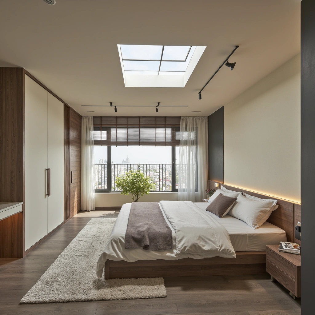 Bedroom with a Window and a Skylight