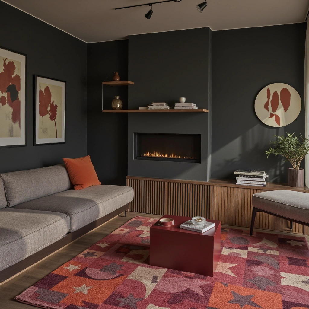 5. Dark Gray with Pops of Vibrant Color