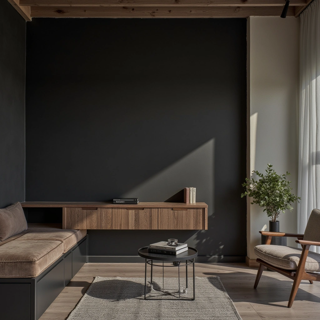 6. Matte Black and Wood Combo for Industrial Edge