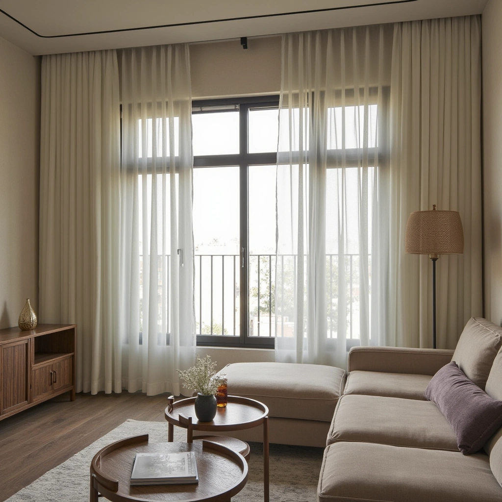 3. Layered Sheer Curtains with Blackout Drapes for Versatility