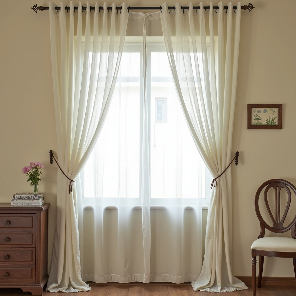 6. Sheer Curtains with Tiebacks for a Soft, Romantic Feel