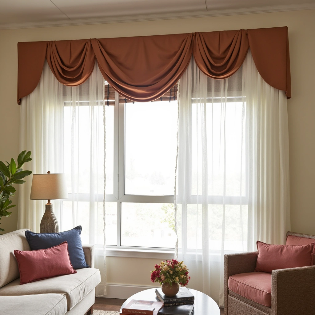 12. Sheer Curtains with Bold Valances for a Statement