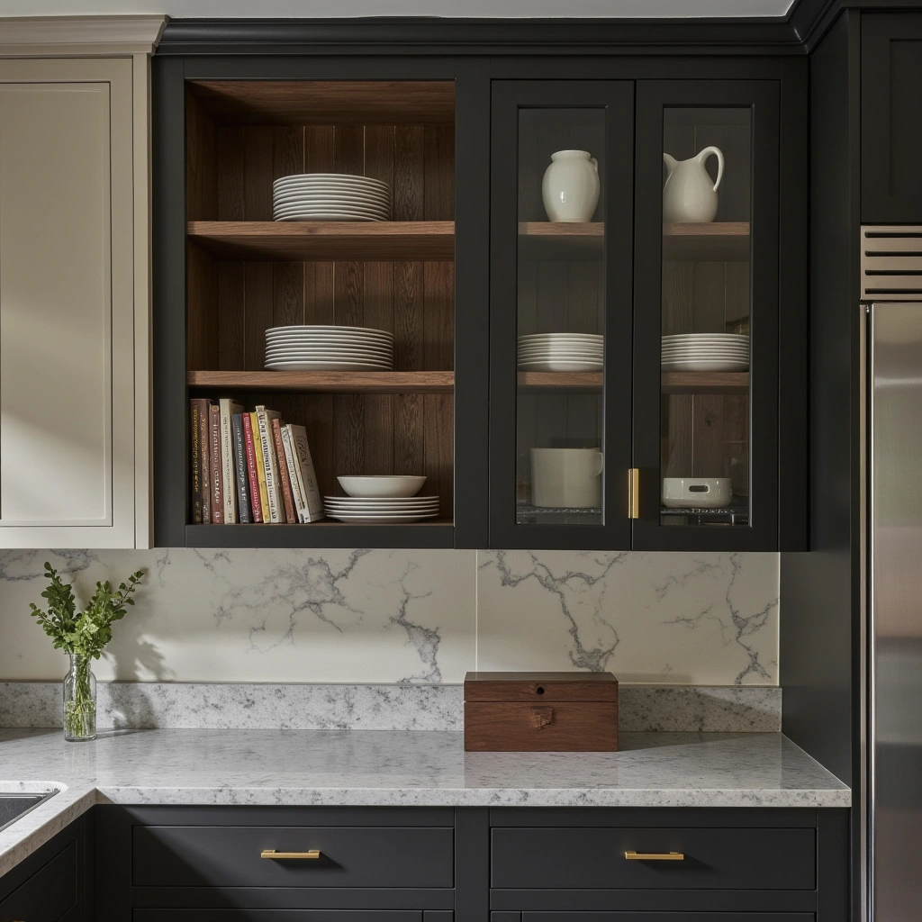 Enhancing Depth with Glass-Front Cabinets