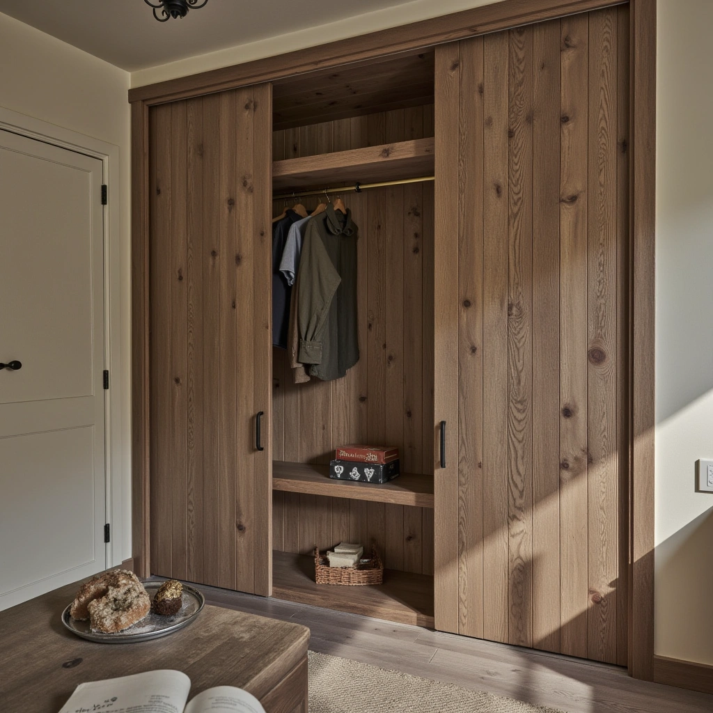 5. Rustic Wooden Closet Design