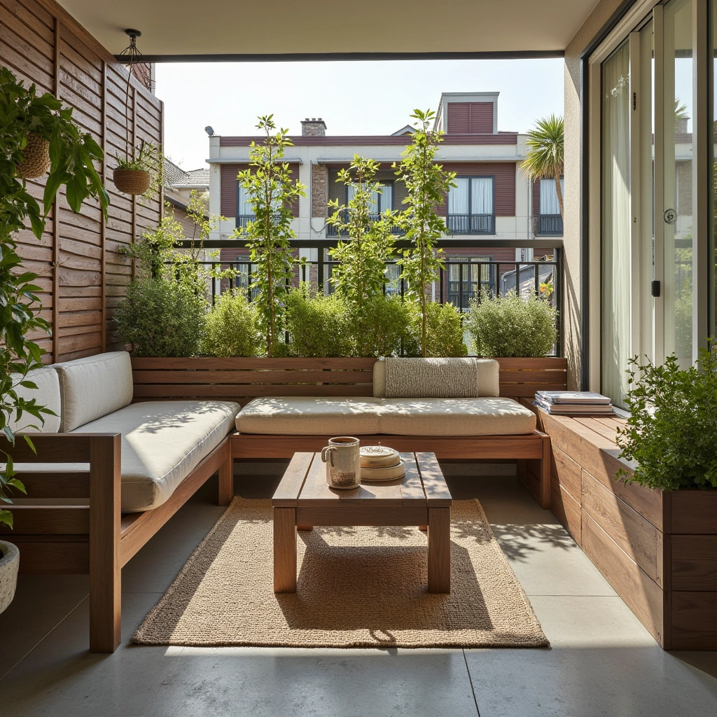 3. Cozy Balcony Seating with Planters