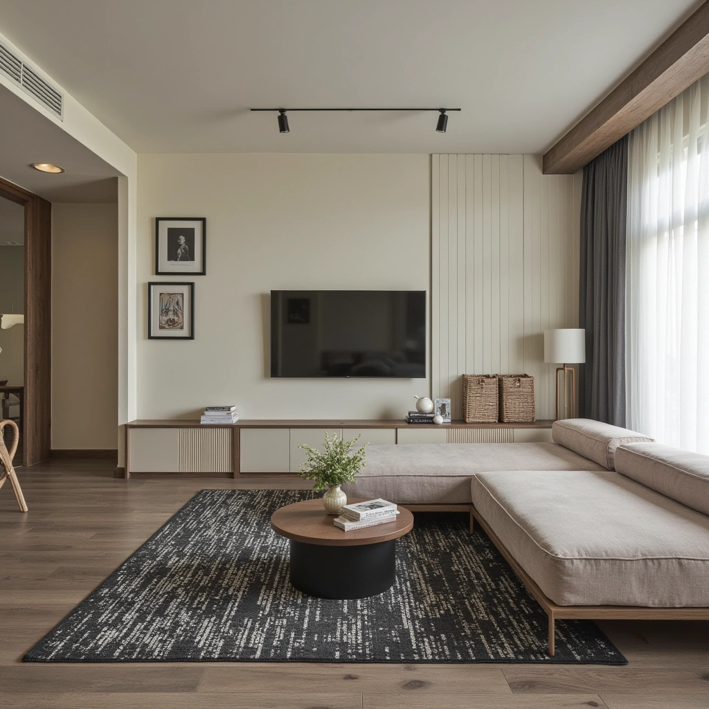 7. Black Rugs to Anchor the Space