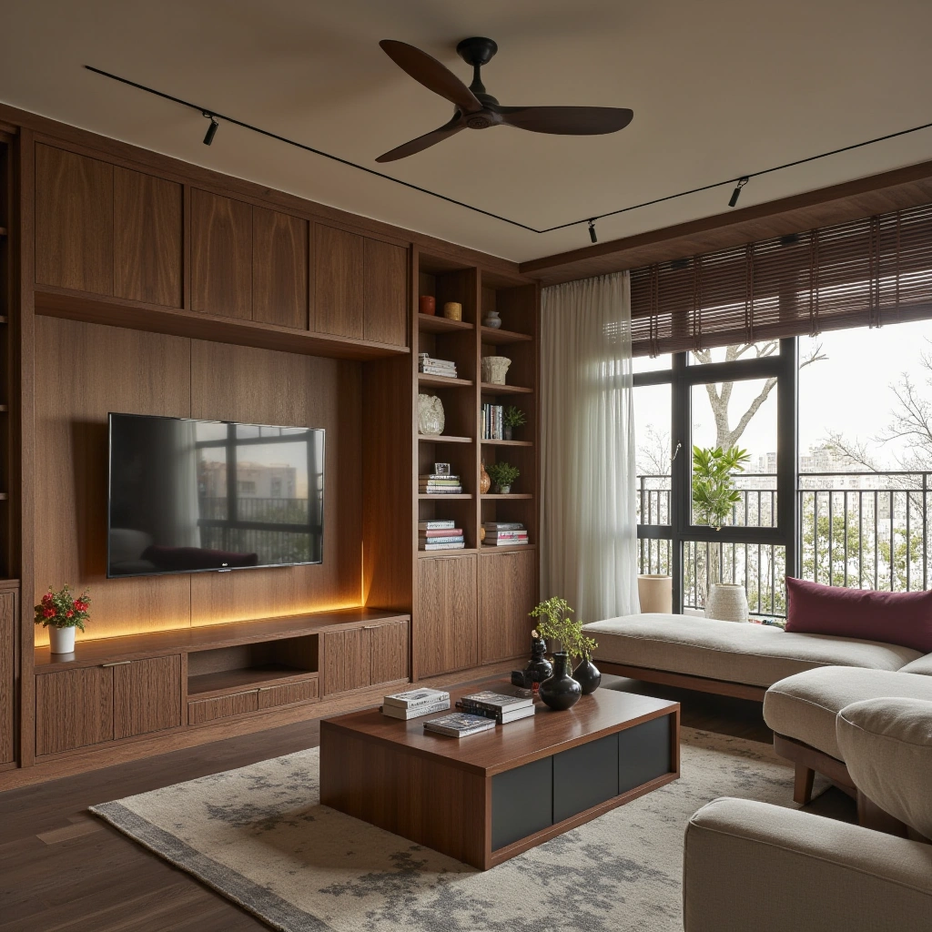 6. Mid-Century Modern Conversation Pit with Geometric Patterns