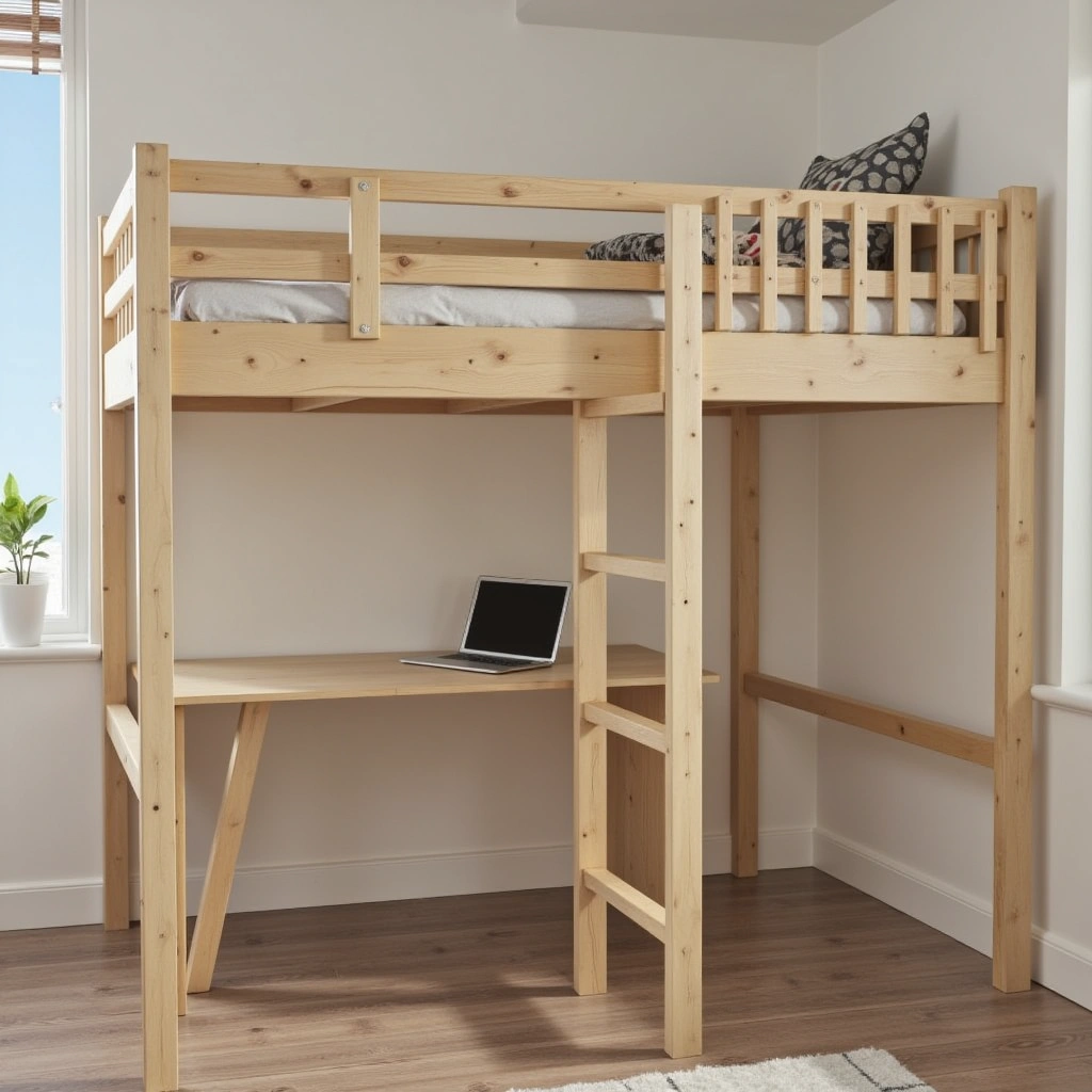 1. Classic Loft Bed with Desk Underneath