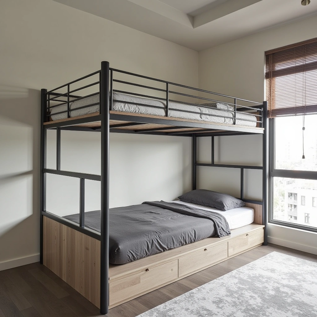 4. Minimalist Metal Loft Bed