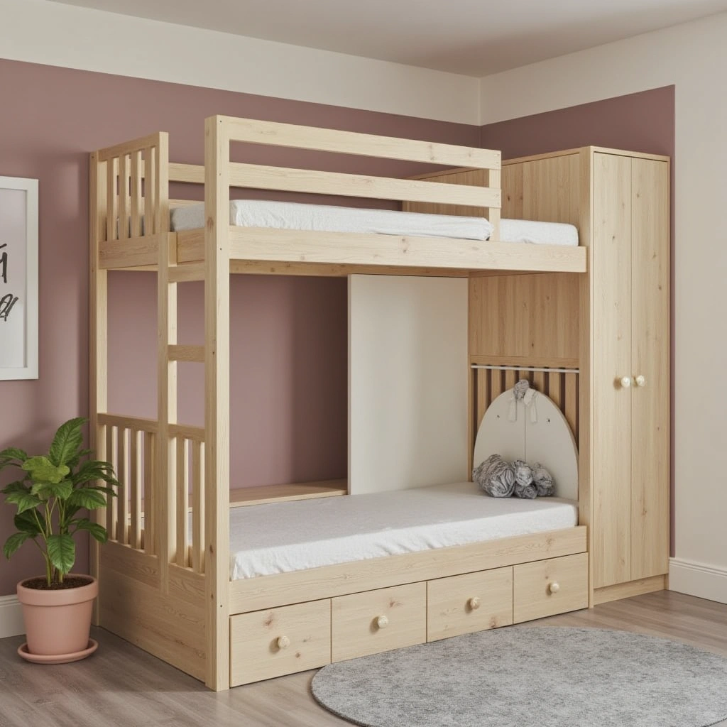 6. Loft Bed with Integrated Closet