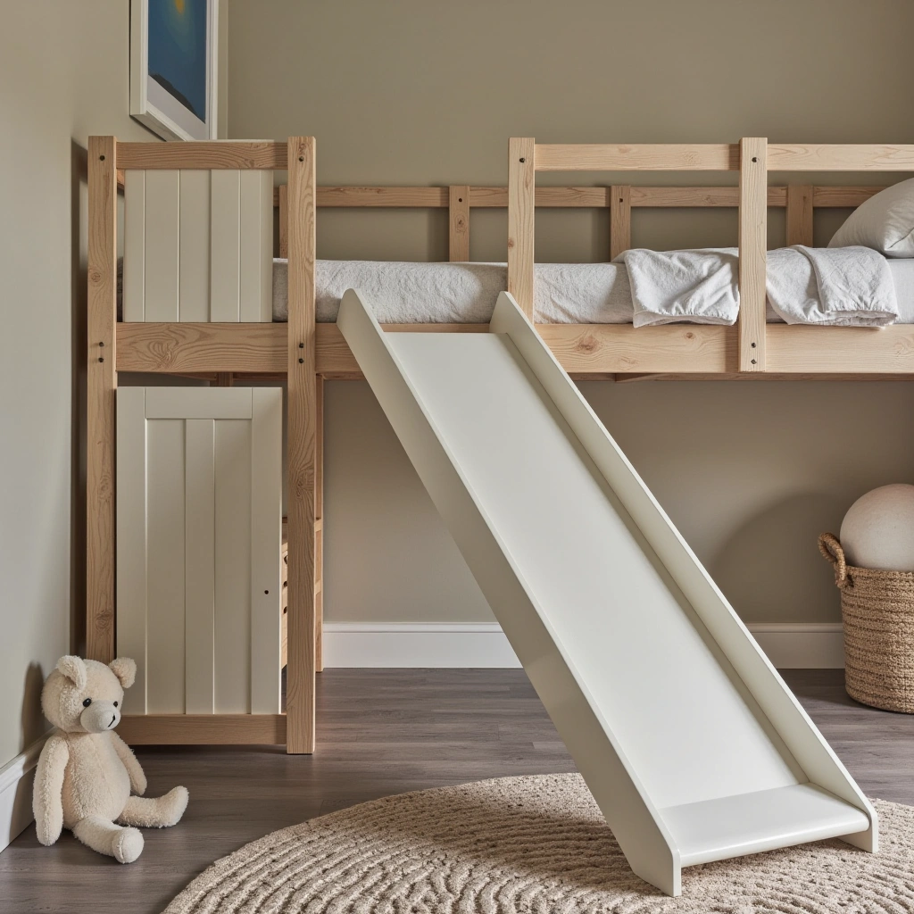 7. Loft Bed with Slide for Kids