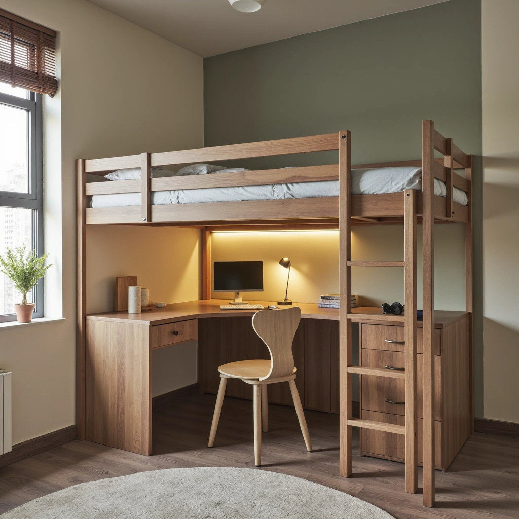 9. Loft Bed with Home Office Setup