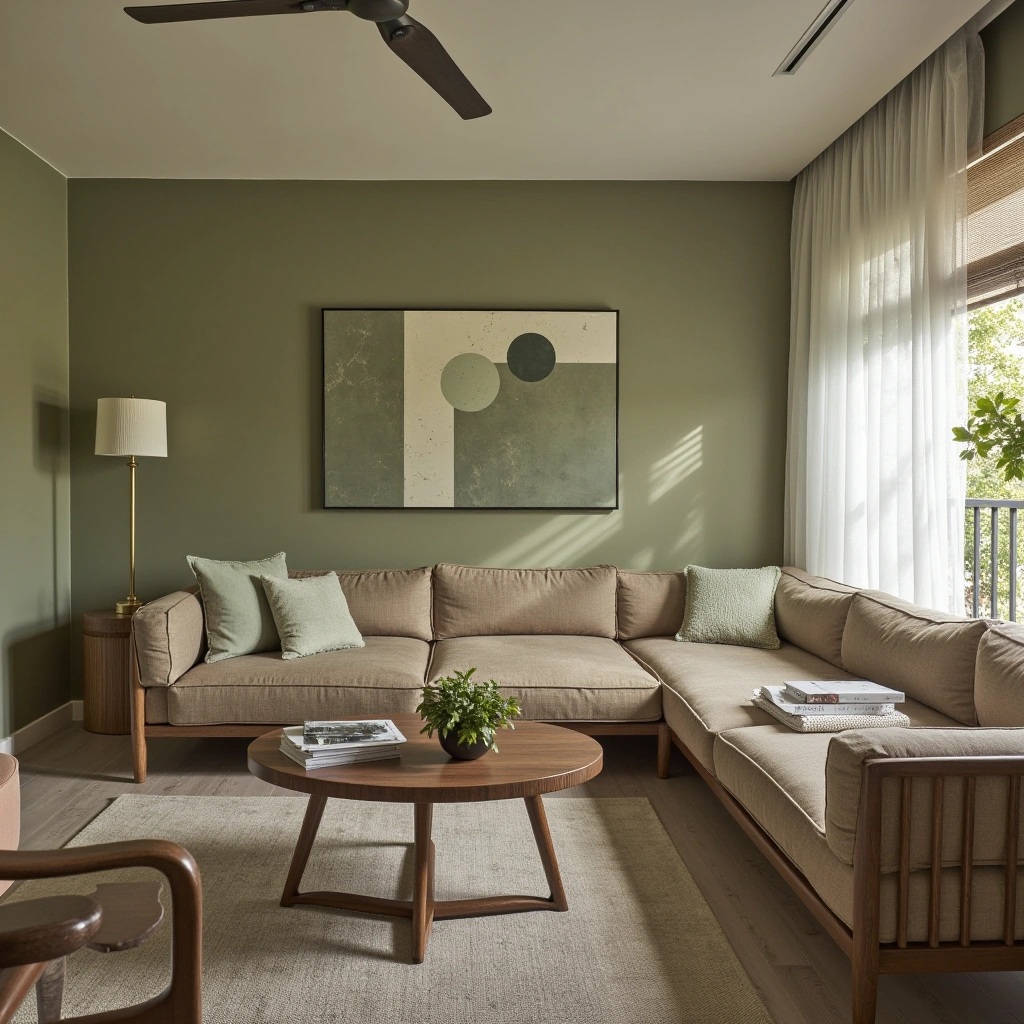 10. Pale Green Throw Pillows on Brown Linen Sofas