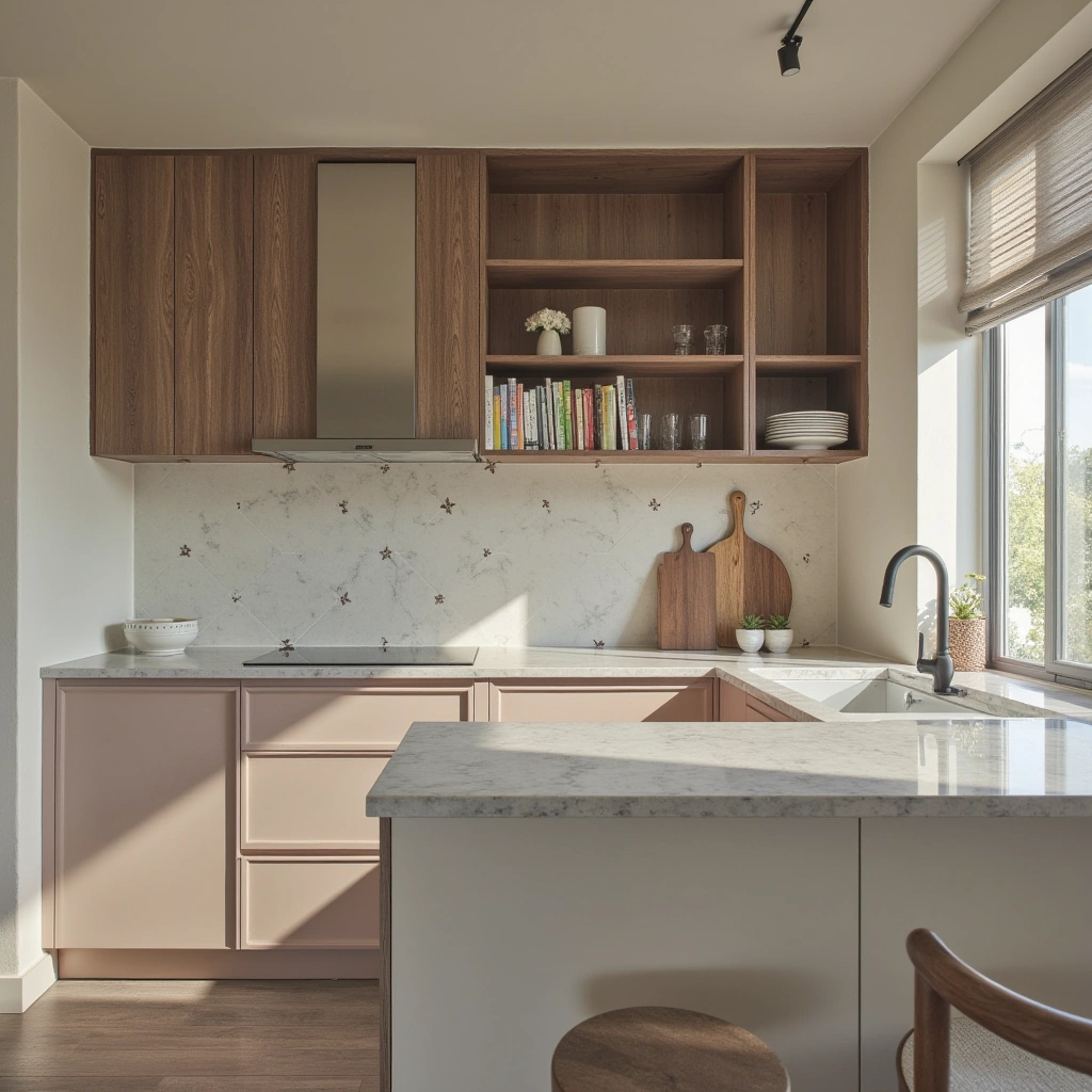 1. Sleek Quartz Countertops with Minimalist Decor