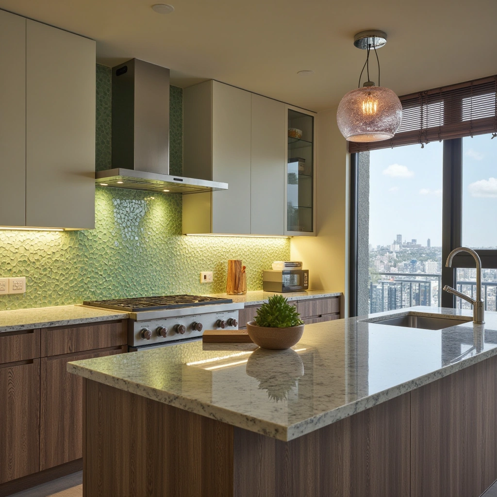 6. Recycled Glass Countertops for Eco-Friendly Modern Style