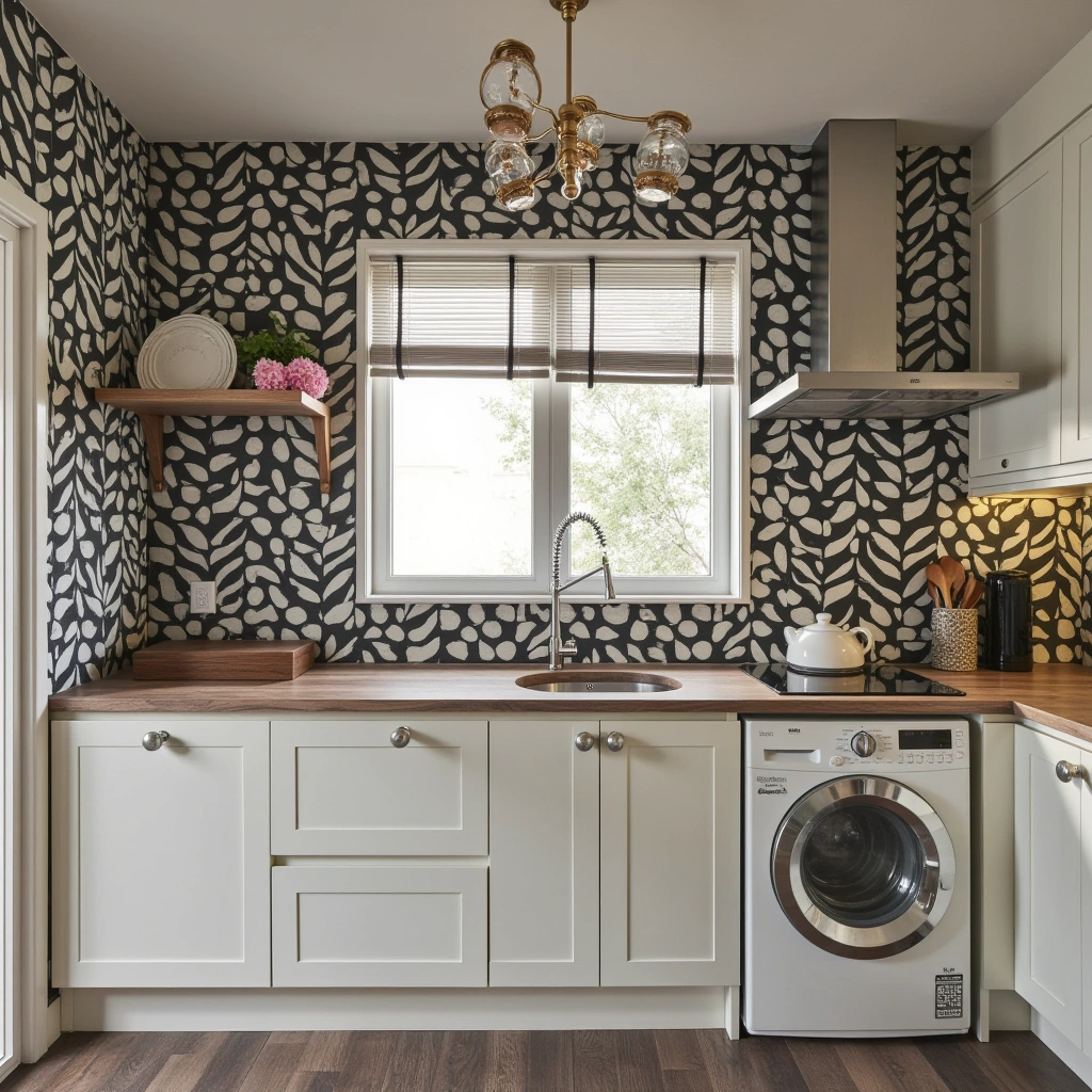 Idea 9: Whimsical Black and White Wallpaper