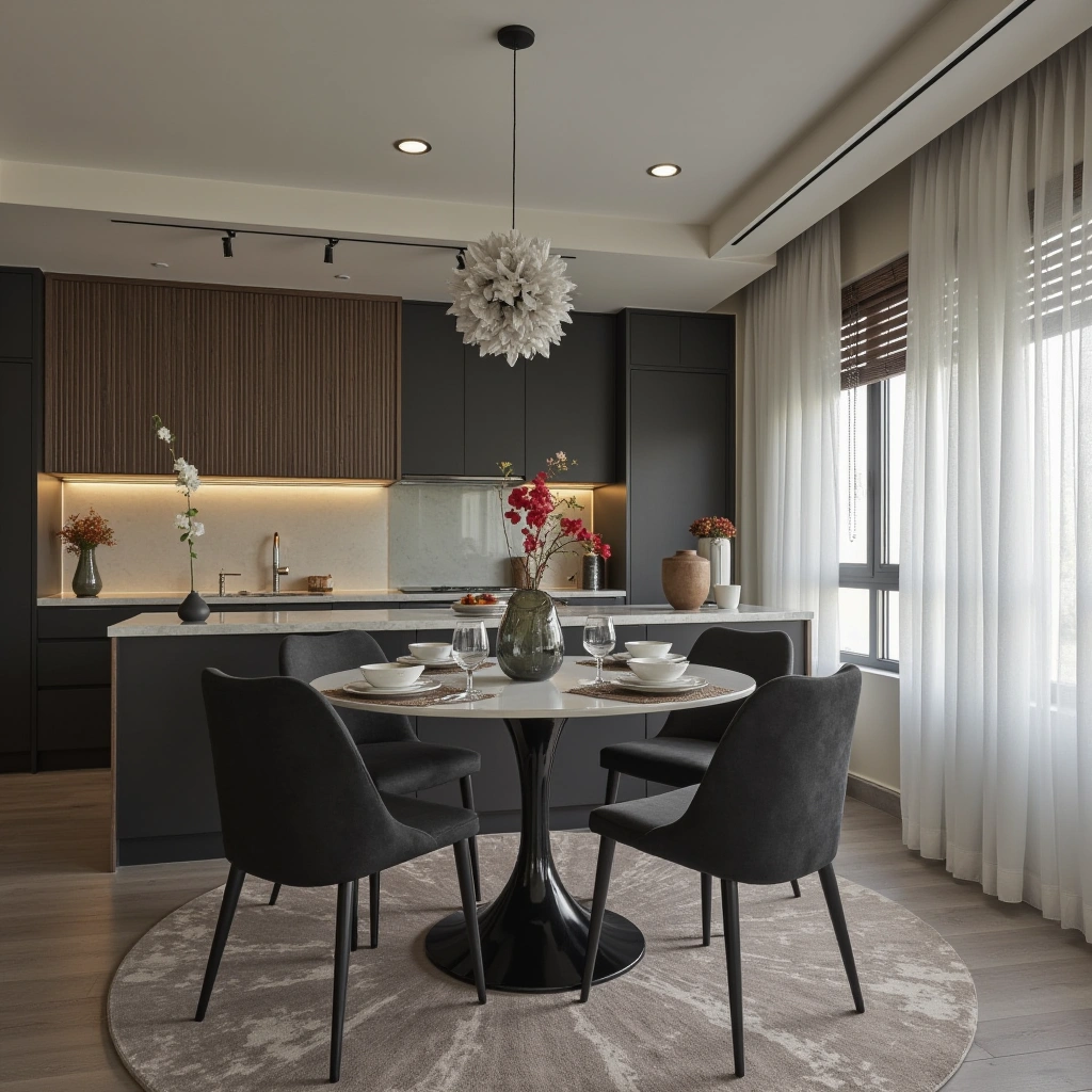 Idea 10: Elegant Black and White Dining Area